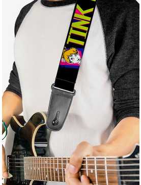 Disney Tinker Bell Luxe Sketch Black Multi Neon Guitar Strap, , hi-res