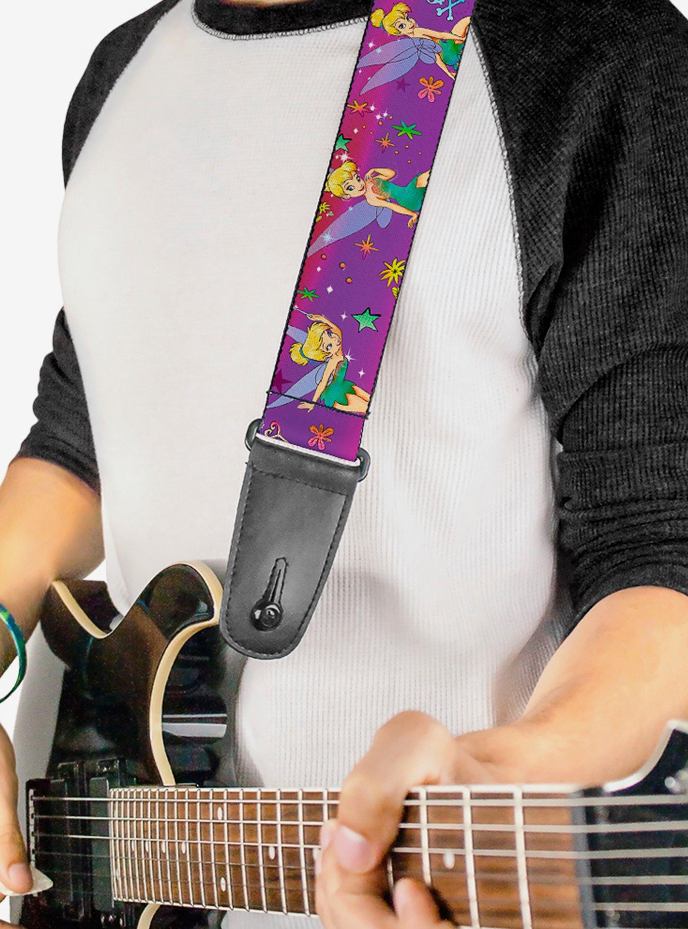 Disney Tinker Bell Poses Flowers Stars Skull Guitar Strap, , alternate