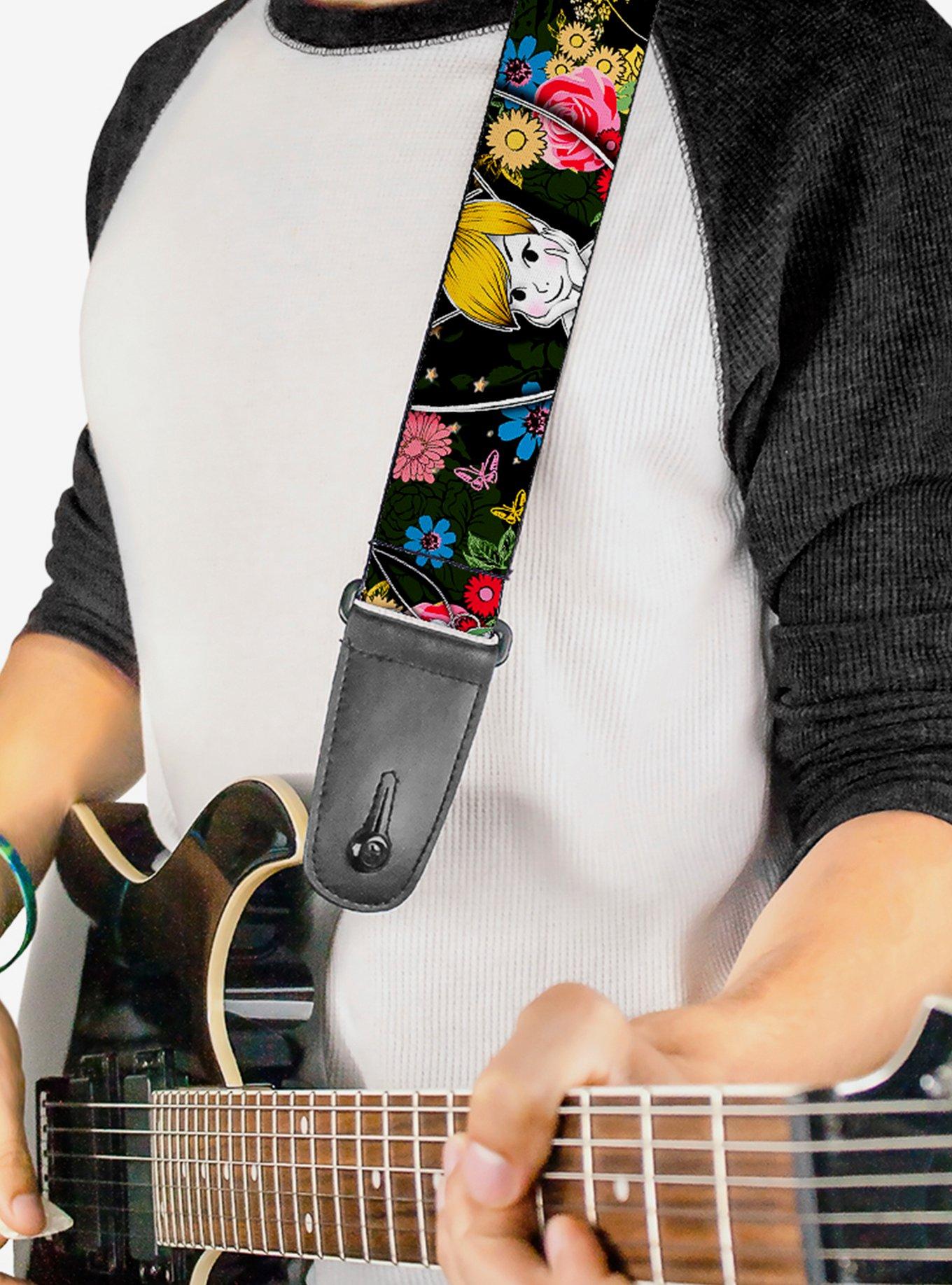 Disney Tinker Bell Poses Sleeping Floral Collage Guitar Strap, , hi-res