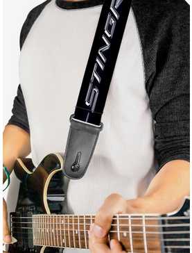 C7 Stingray Logo Black Silver Guitar Strap, , hi-res