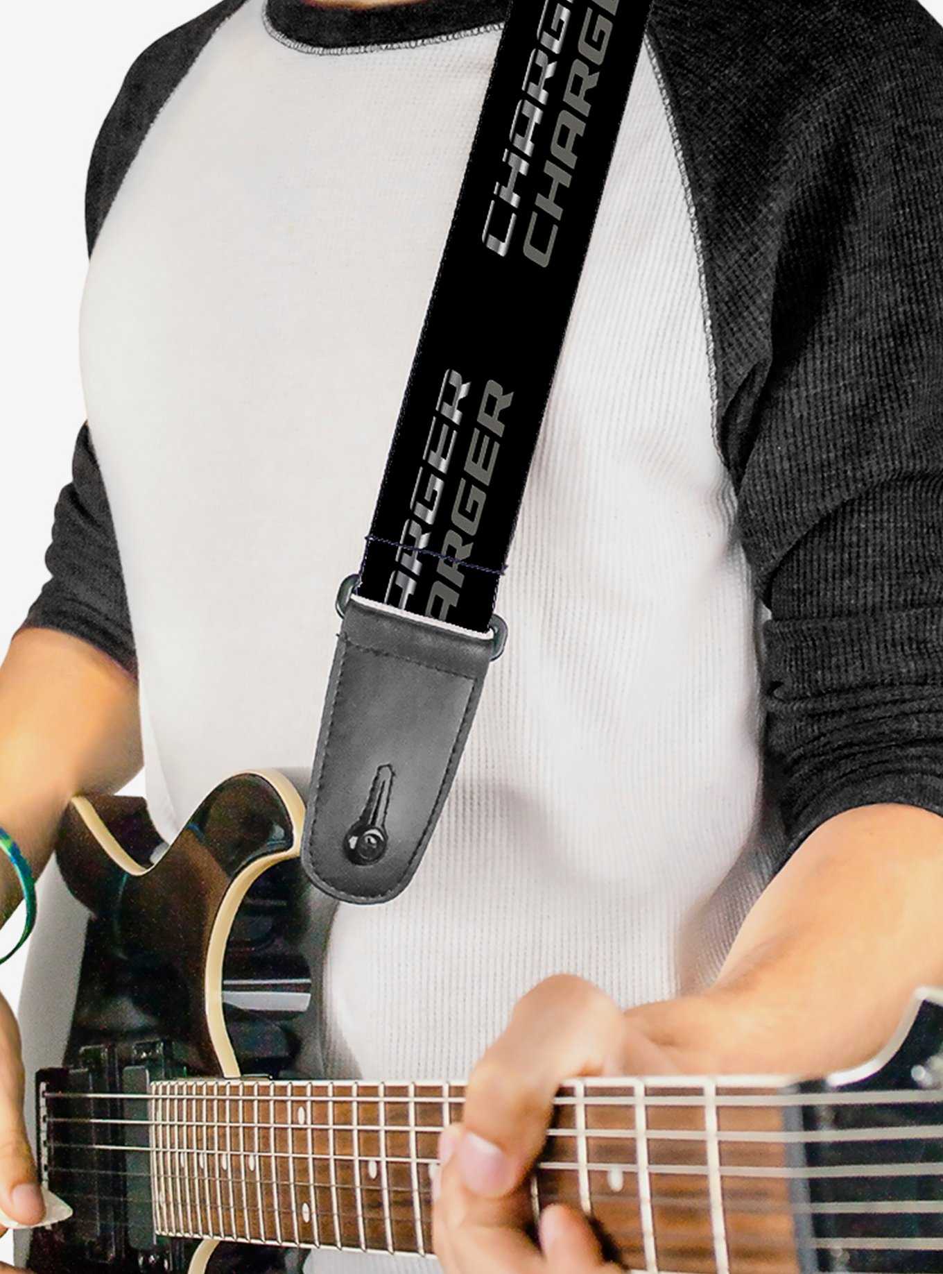 Charger Double Repeat Black Gray Guitar Strap, , hi-res