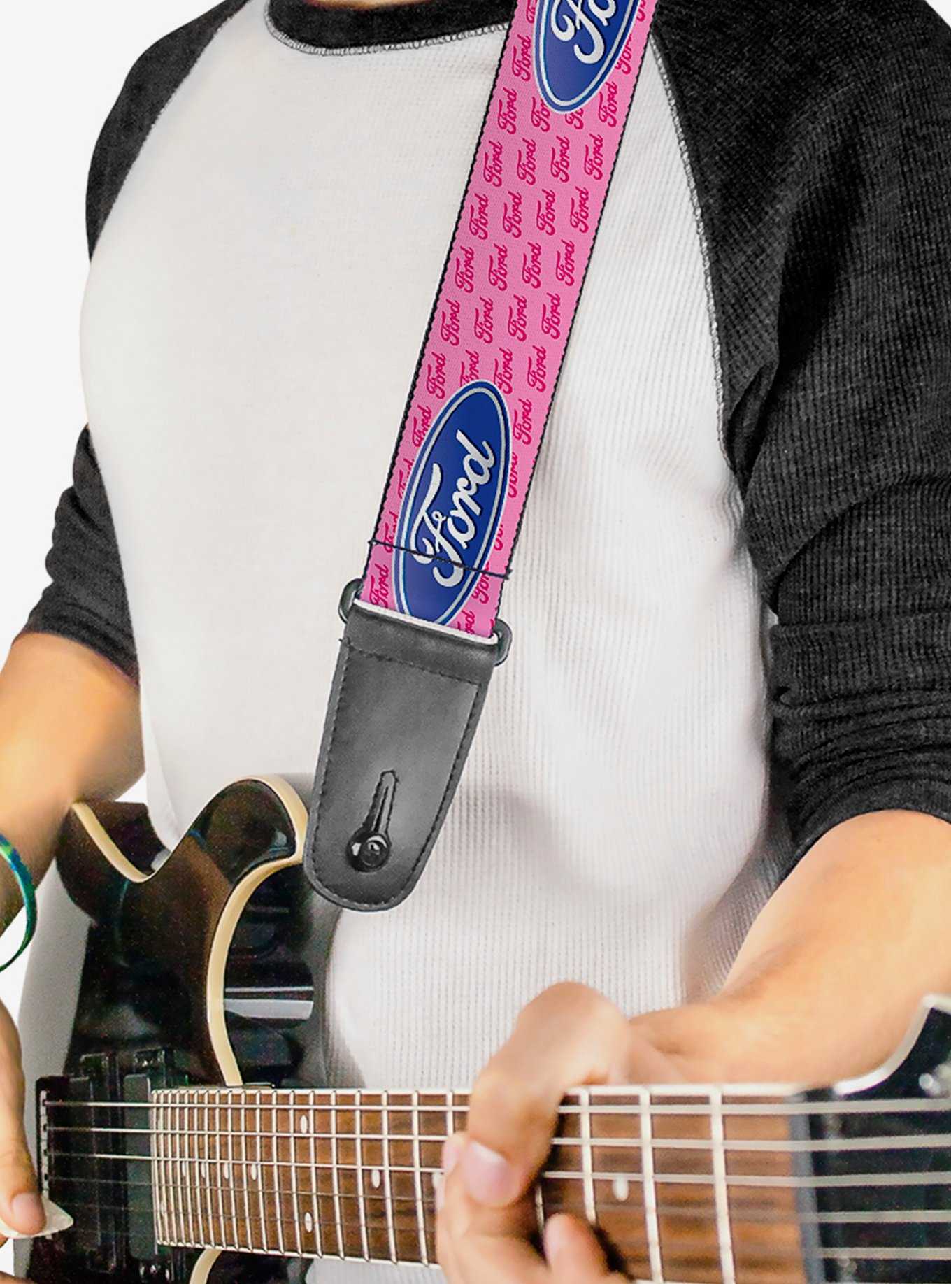 Ford Oval Text Pink Repeat Guitar Strap, , hi-res