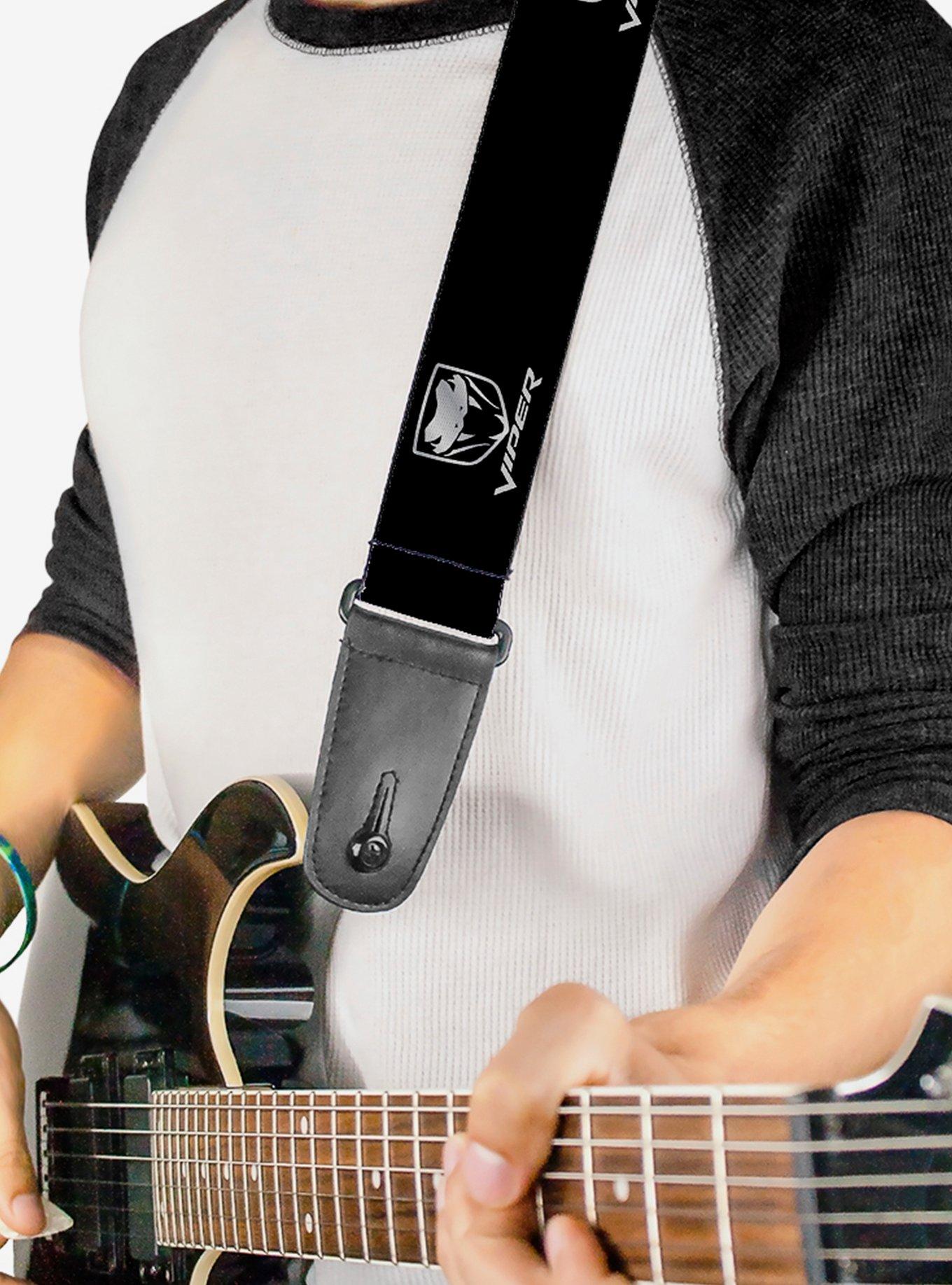 Dodge Viper Black Silver Logo Repeat Guitar Strap, , hi-res