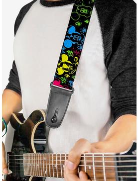Disney Mickey Mouse Expressions Paint Splatter Neon Guitar Strap, , hi-res