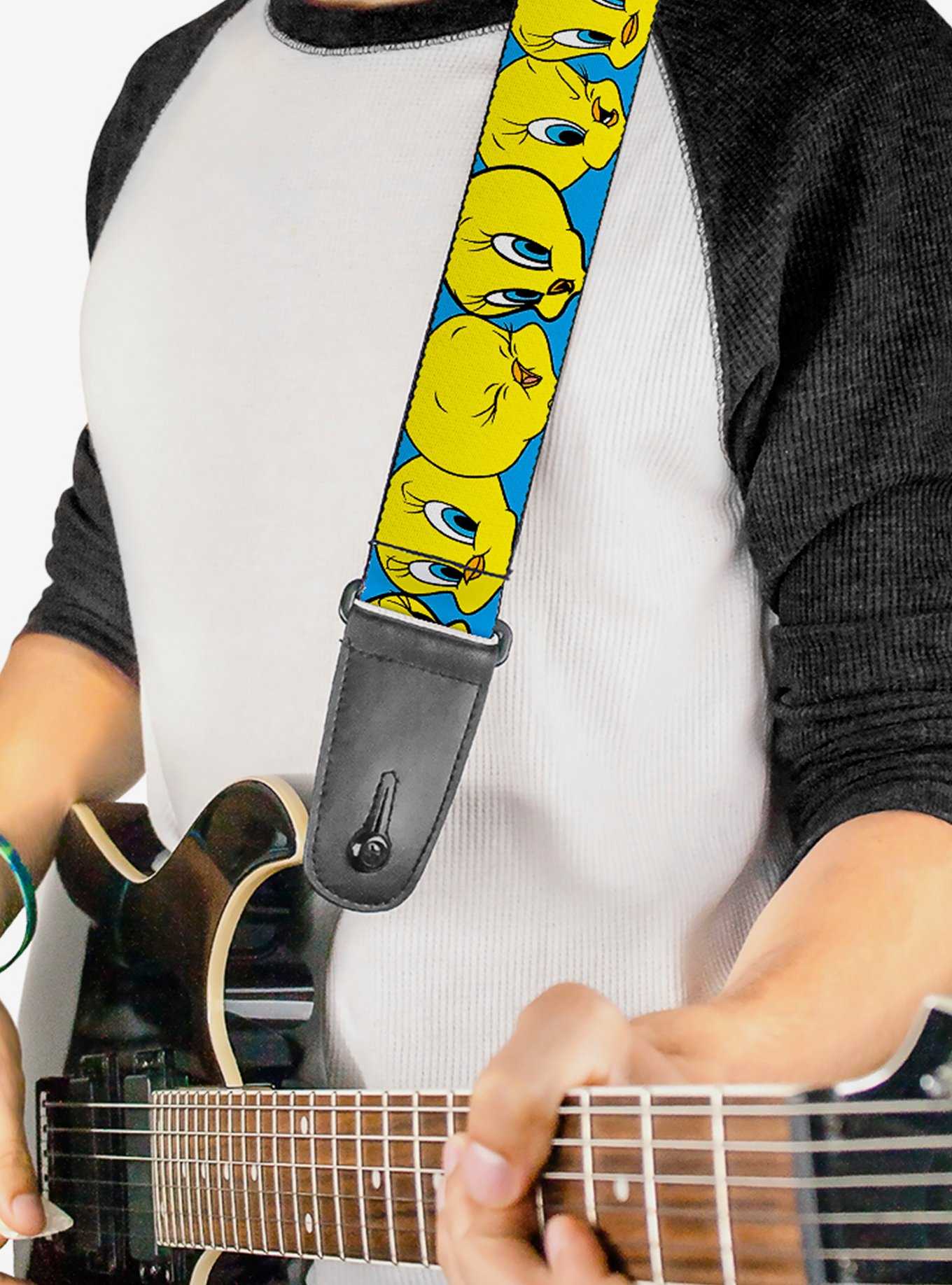 Looney Tunes Tweety Bird Close Up Expressions Blue Guitar Strap, , hi-res