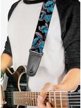 Disney Lilo & Stitch Poses Hibiscus Sketch Black Gray Blue Guitar Strap, , alternate