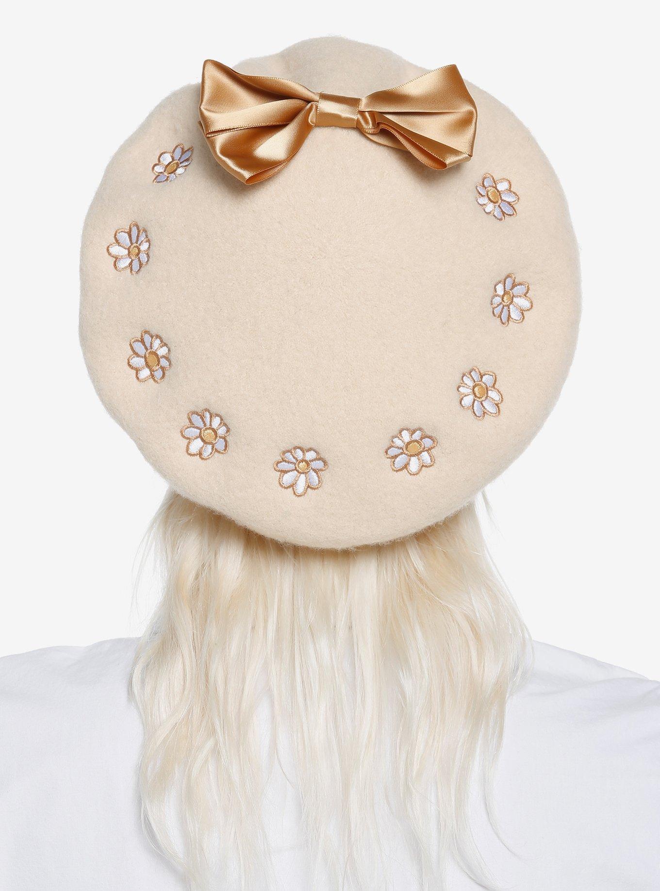 Pompompurin Bow Daisy Embroidered Beret, , alternate