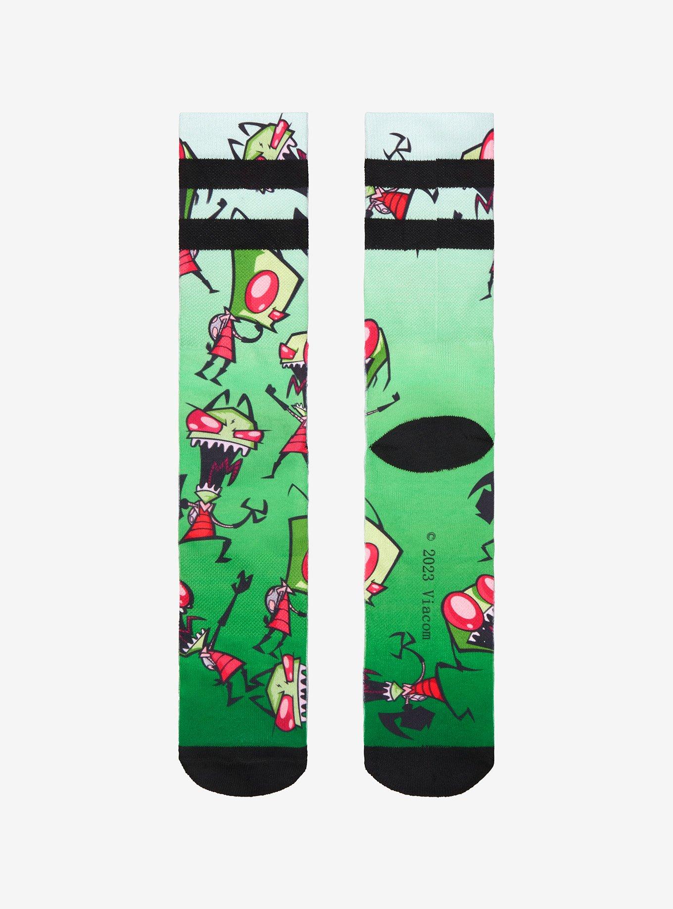Invader Zim Ombre Collage Varsity Crew Socks, , alternate
