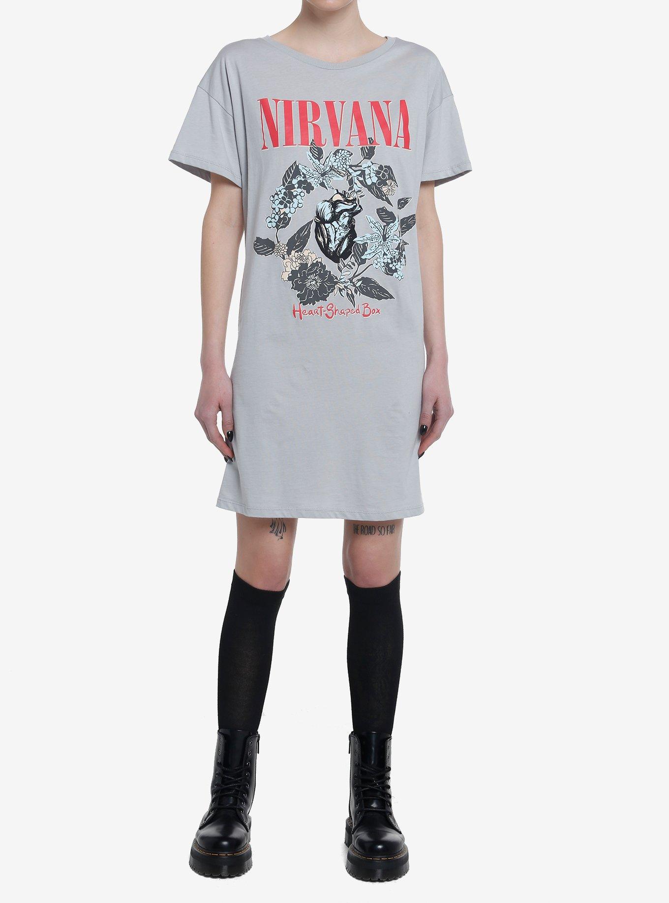 Nirvana Heart-Shaped Box T-Shirt Dress, CHARCOAL, alternate