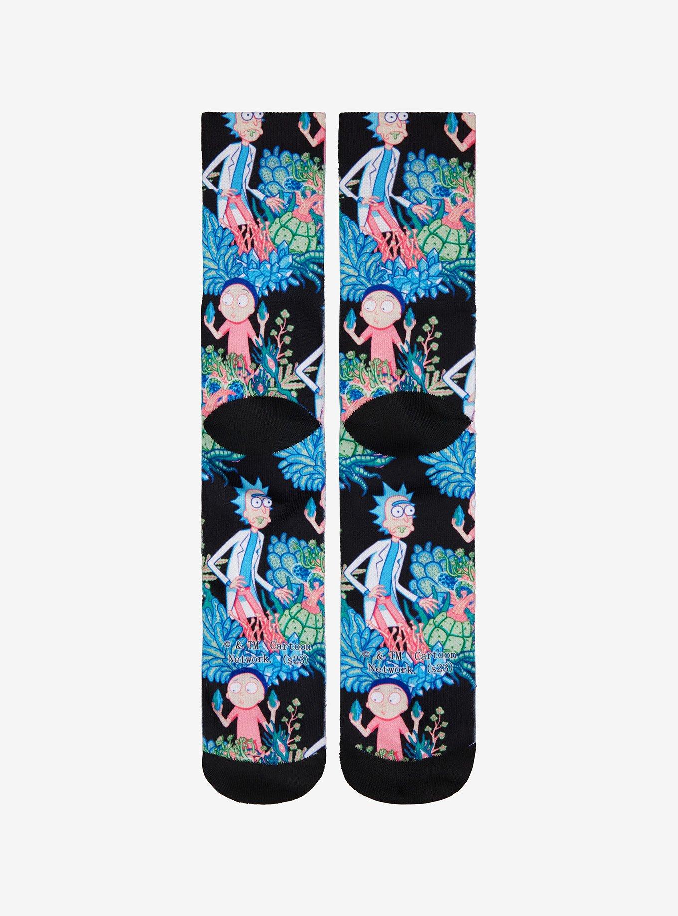 Rick And Morty Neon Plants Crew Socks, , alternate