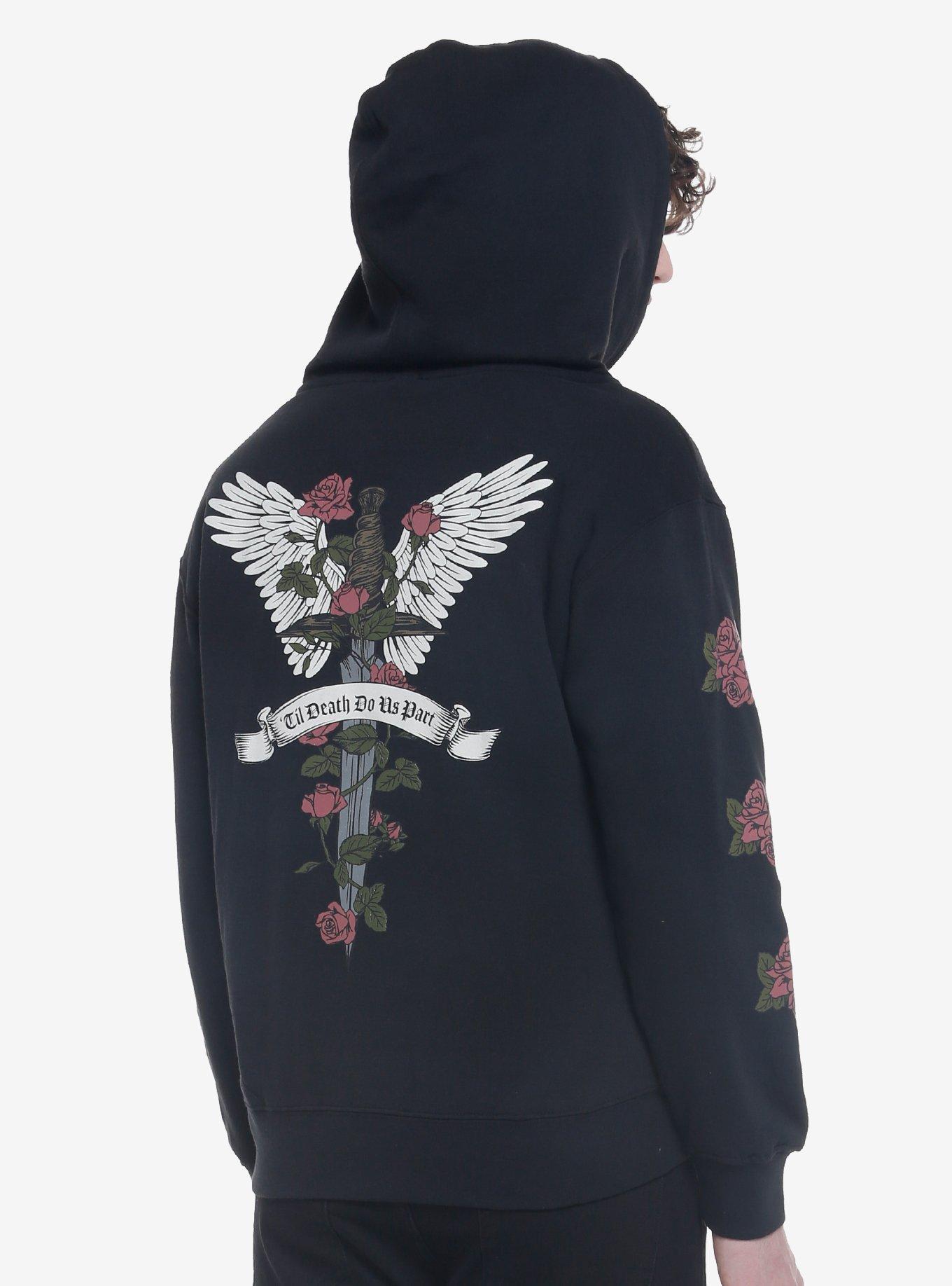 Til Death Dagger Rose Hoodie, BLACK, alternate