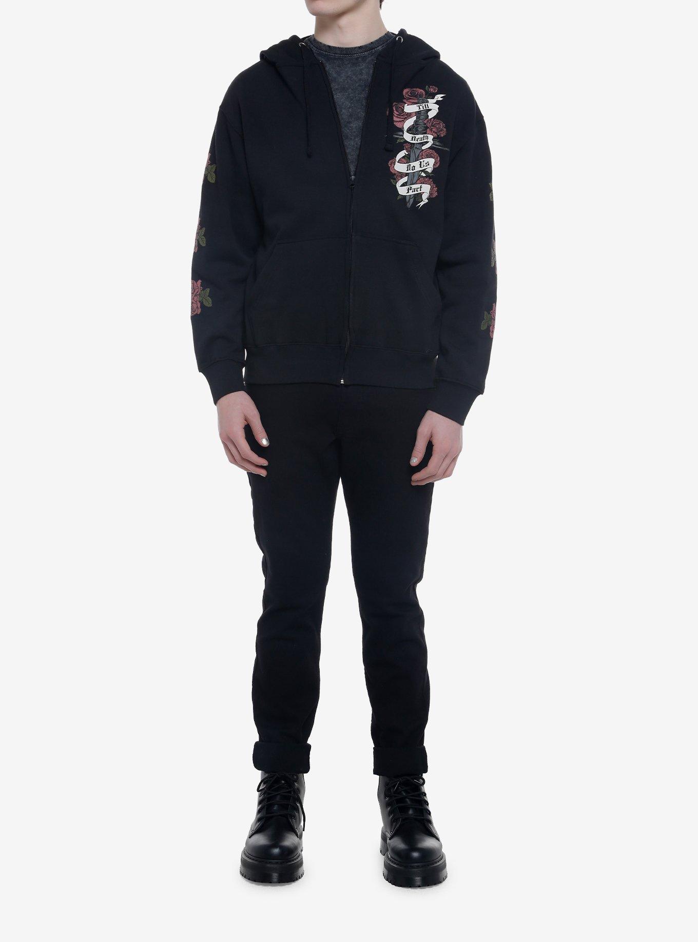 Til Death Dagger Rose Hoodie, BLACK, alternate