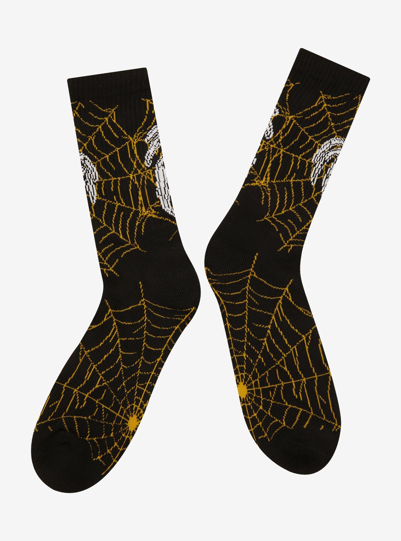 Skull Spider Web Crew Socks, , alternate