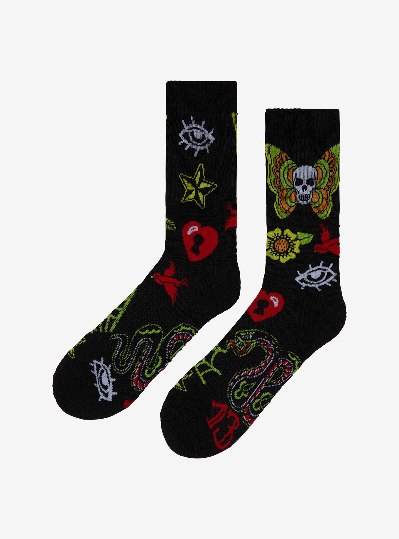 Dark Tattoo Art Crew Socks, , alternate