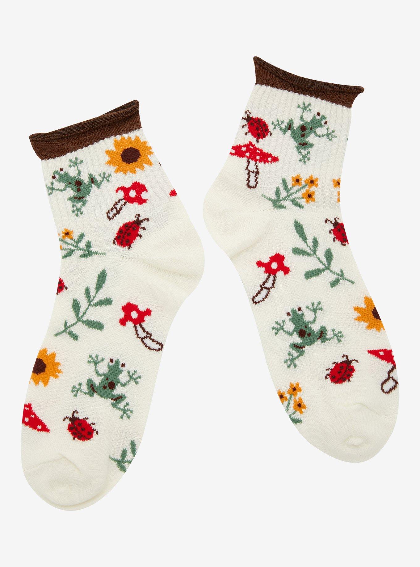Frog Mushroom Ladybug Ankle Socks, , alternate