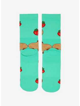 Strawberry Capybara Crew Socks, , hi-res