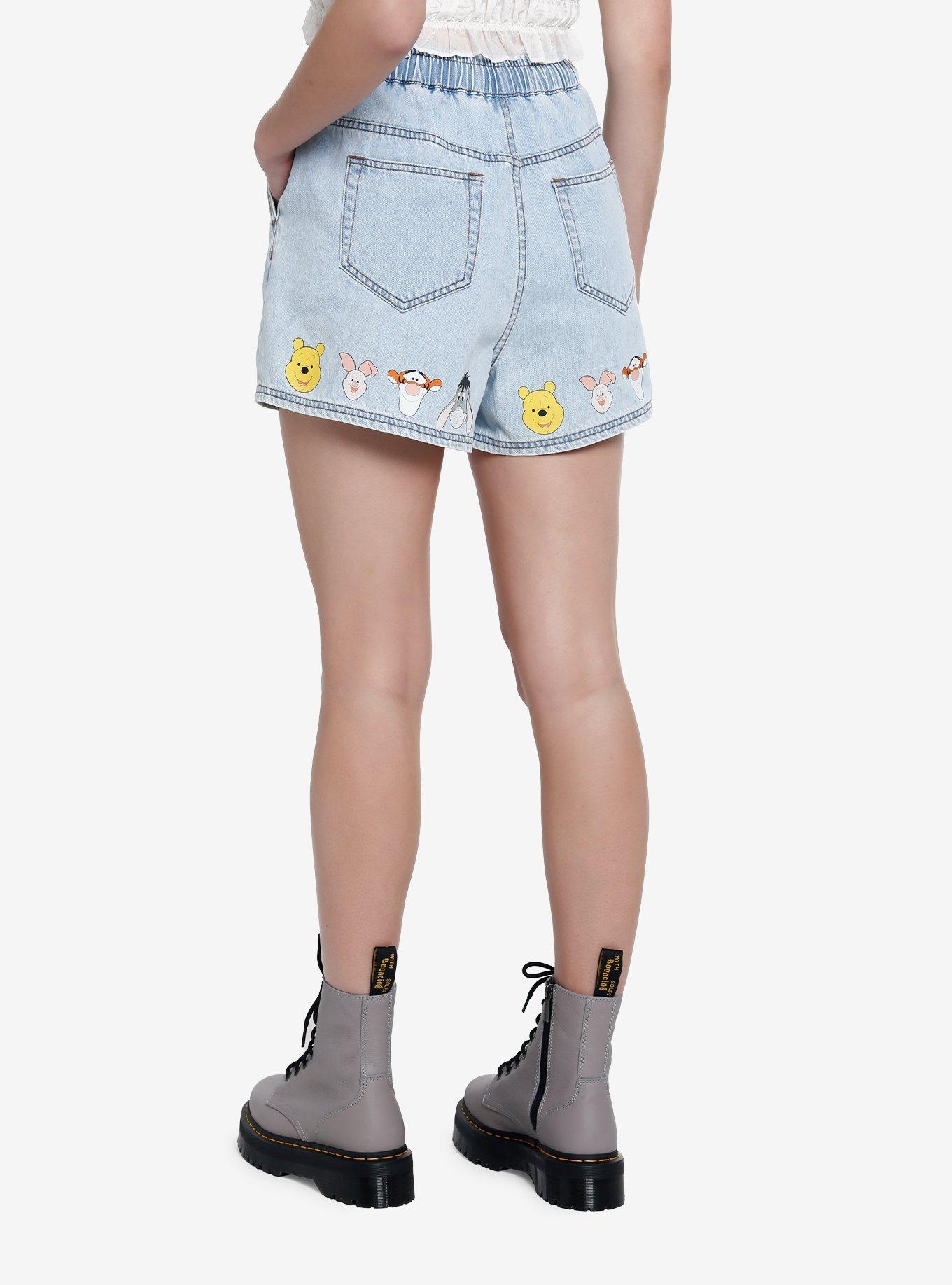 Disney Winnie The Pooh Faces Drawstring Denim Shorts, , hi-res