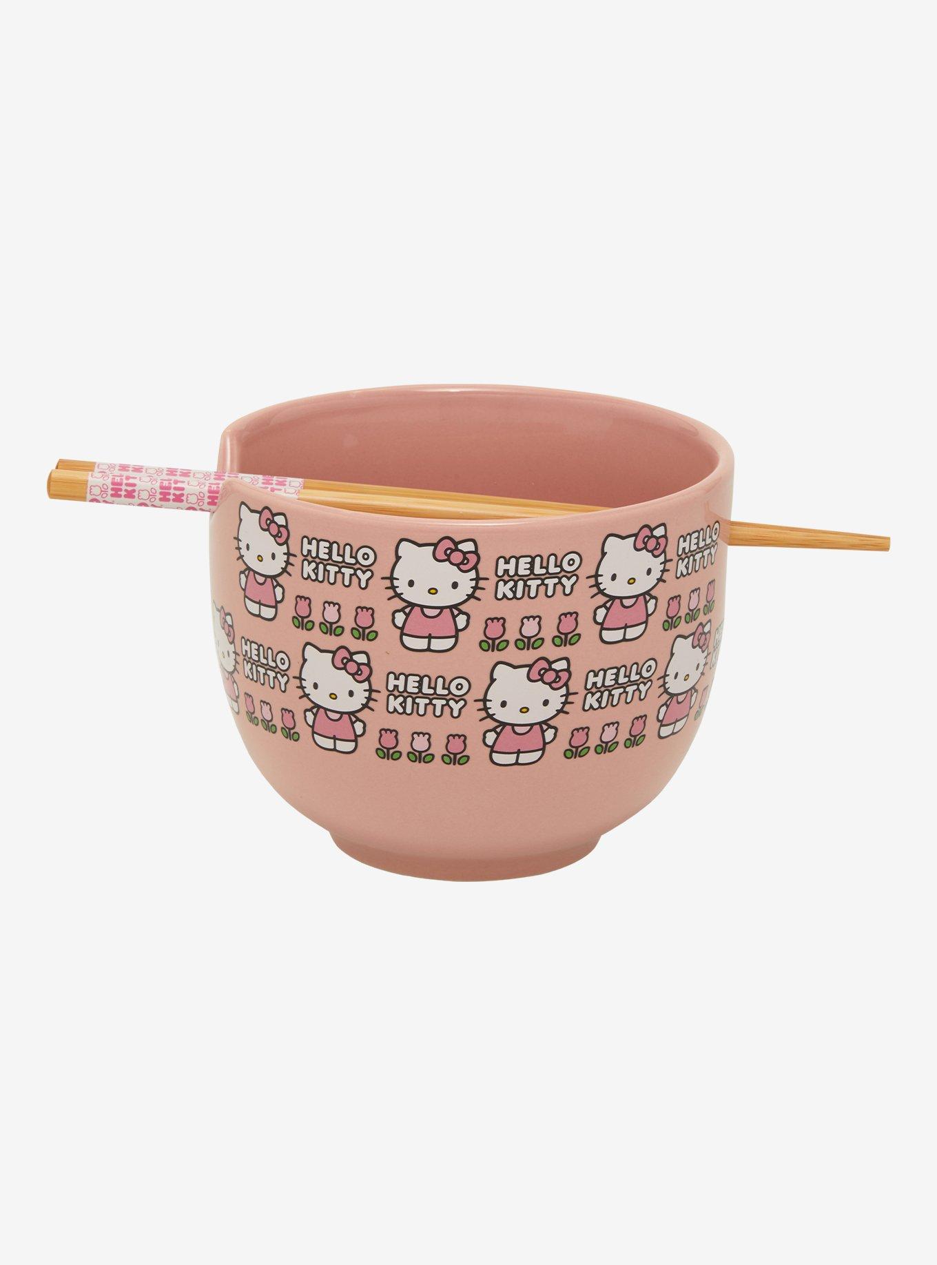 Hello Kitty Pink Flowers Ramen Bowl With Chopsticks, , alternate