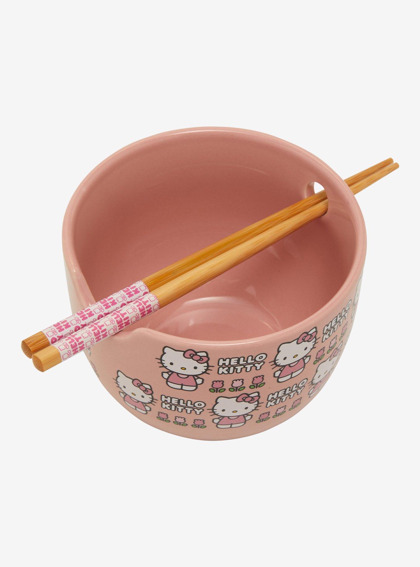 Hello Kitty Pink Flowers Ramen Bowl With Chopsticks, , alternate