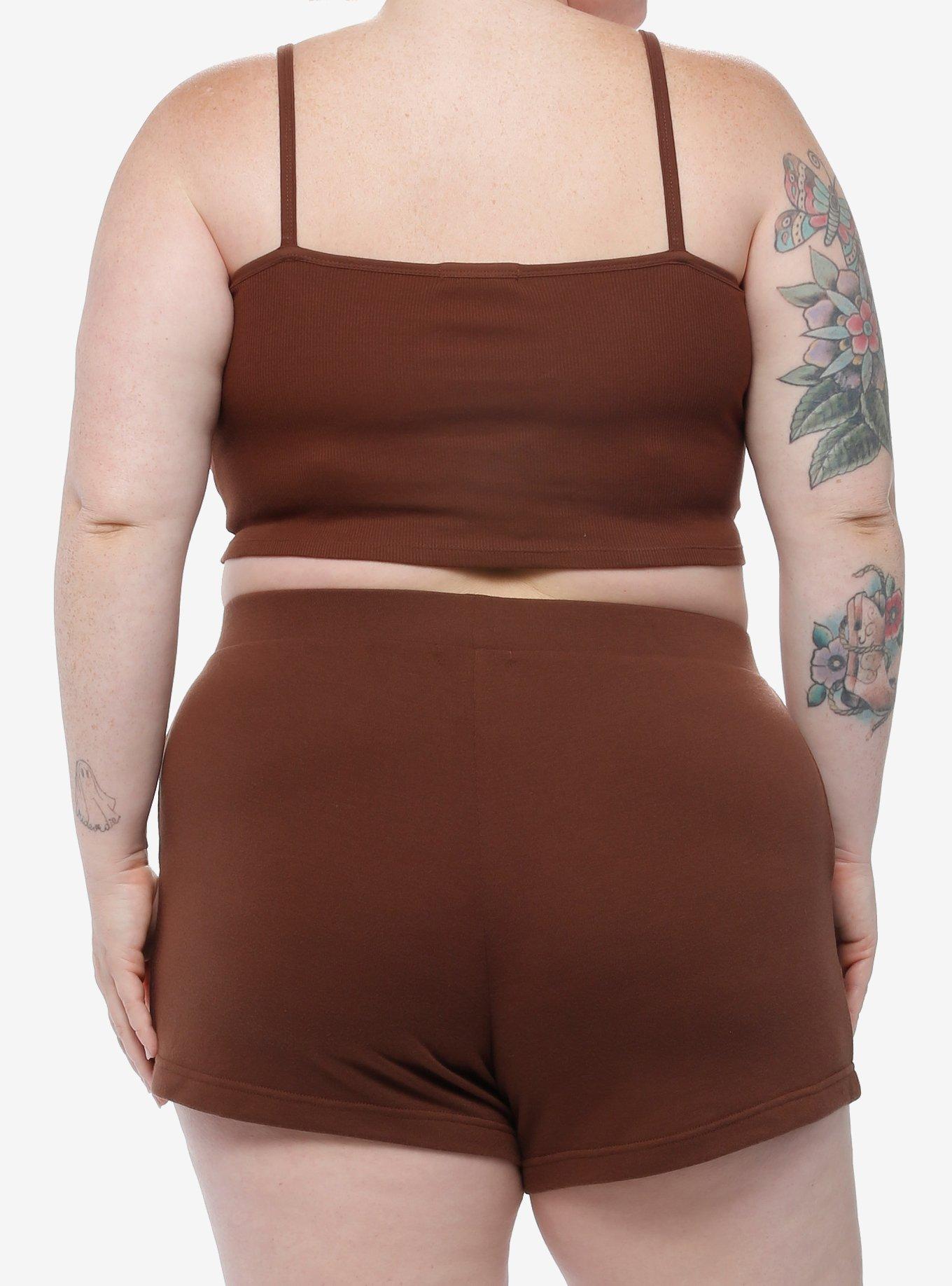 Sunfaded Haze Mushroom Girls Crop Cami Plus Size, BROWN, alternate