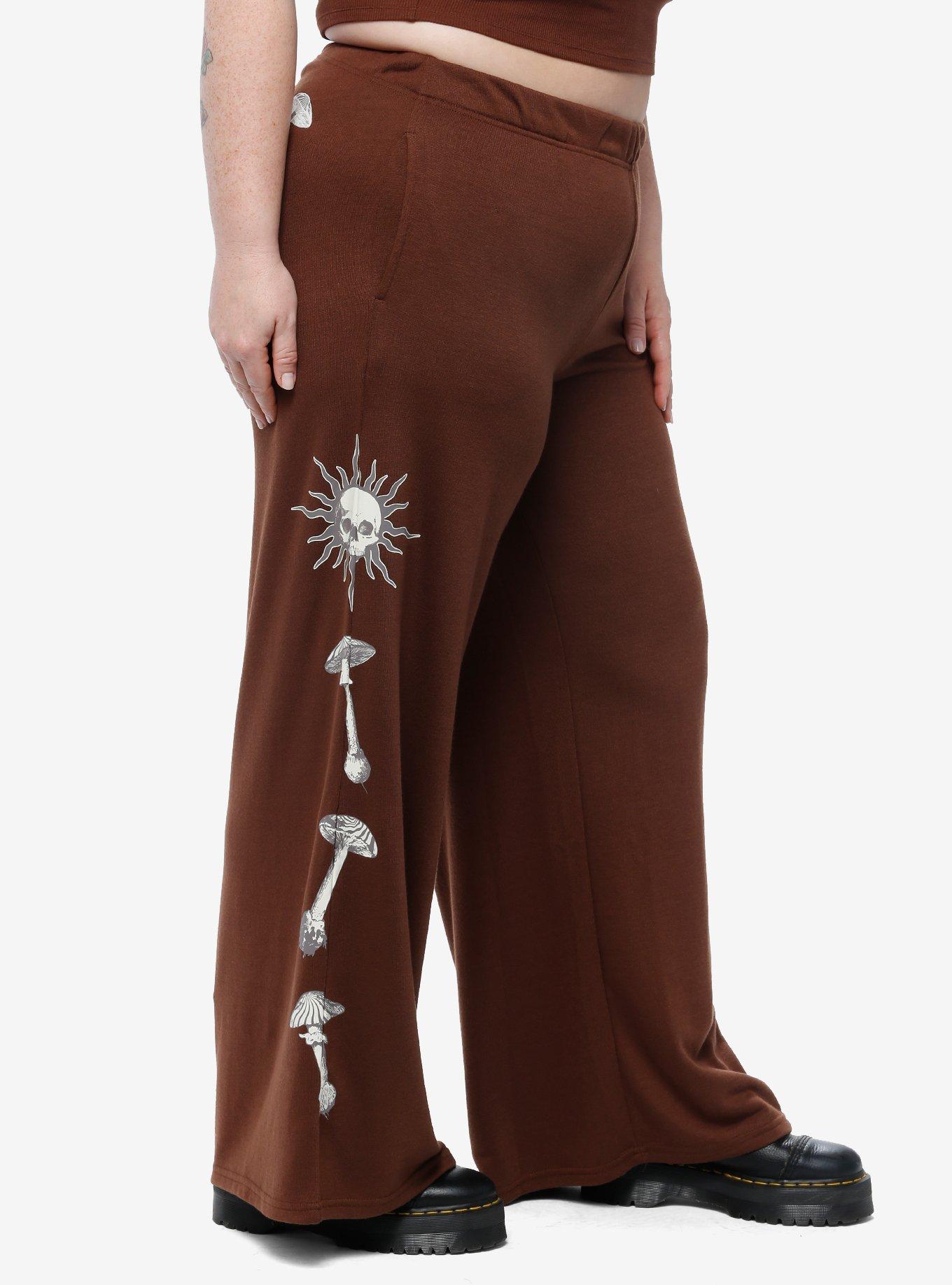 Sunfaded Haze Wide Leg Girls Sweatpants Plus Size, BROWN, alternate