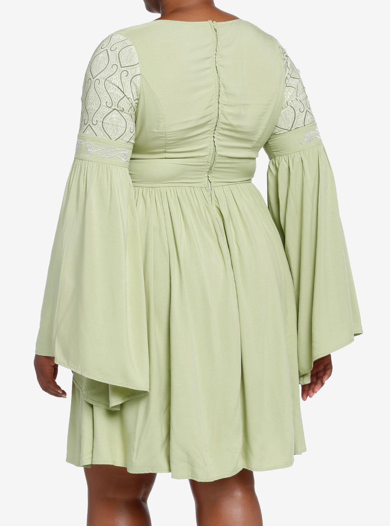 Her Universe The Lord Of The Rings Arwen Bell Sleeve Dress Plus Size Her Universe Exclusive, GREEN, alternate