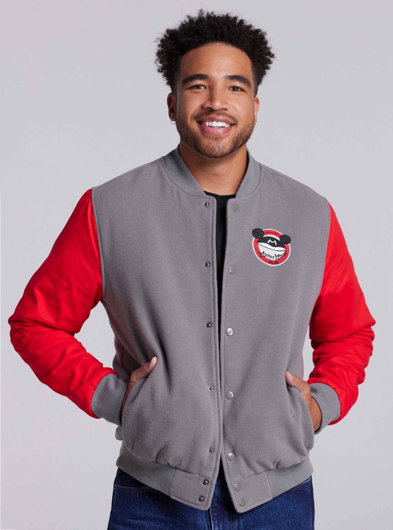 Our Universe Disney Mickey Mouse Club Retro Varsity Bomber Jacket Our Universe Exclusive, , hi-res