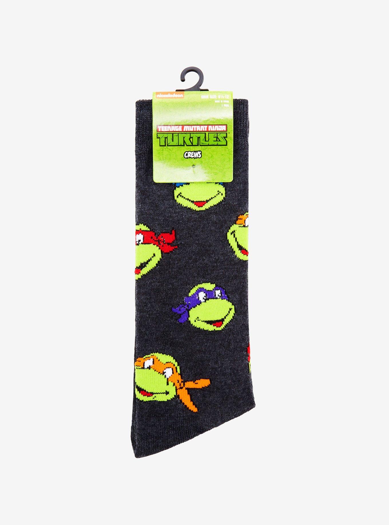 Teenage Mutant Ninja Turtles Heads Allover Print Crew Socks, , alternate