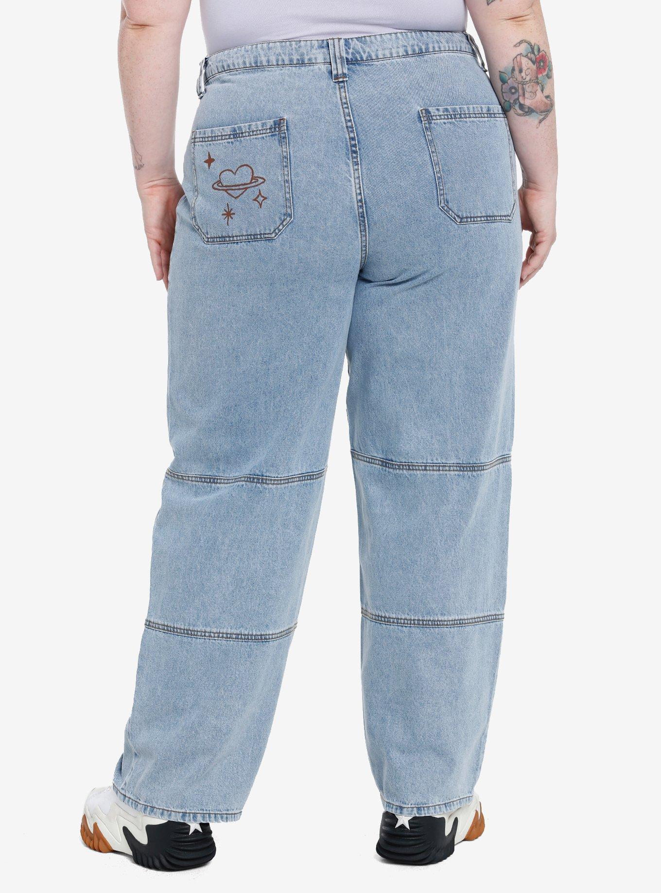 BT21 Characters Straight Leg Denim Pants Plus Size, MULTI, alternate