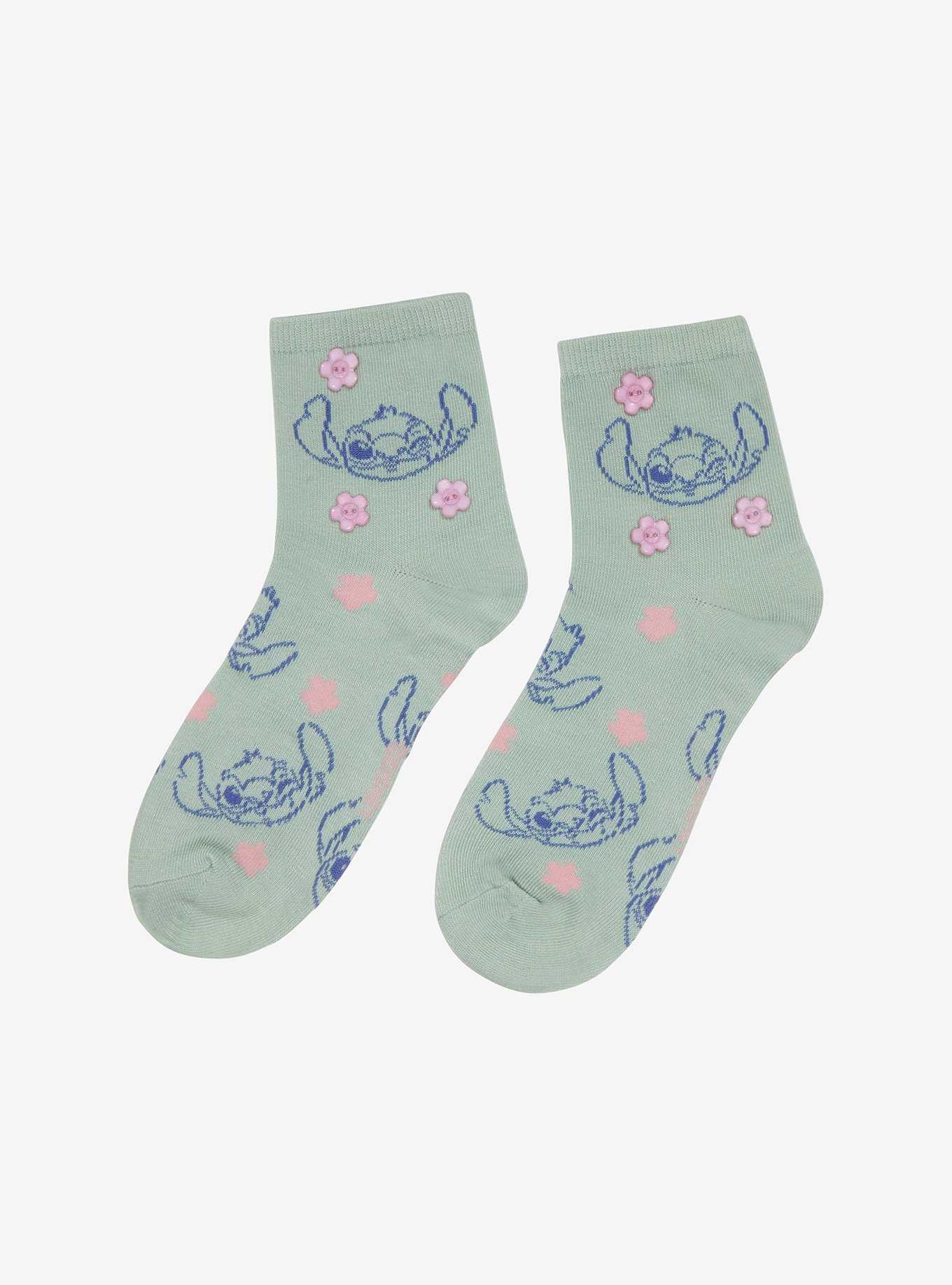 Disney Lilo & Stitch Flower Buttons Ankle Socks, , hi-res