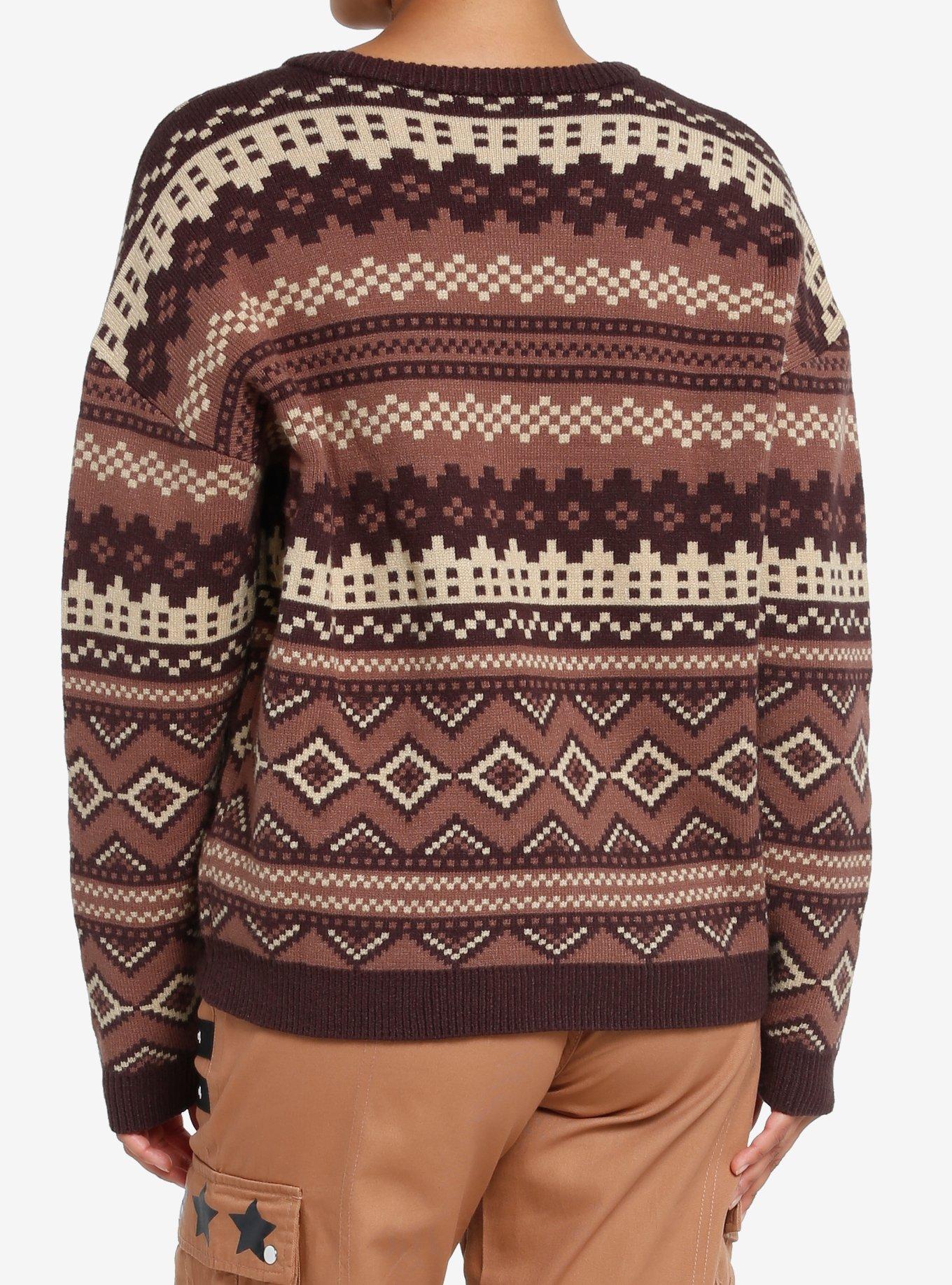 Social Collision Skull Suns Fair Isle Girls Sweater, MULTI, alternate