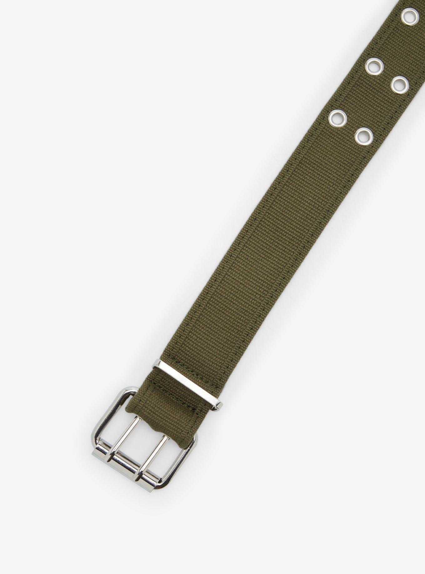 Olive Grommet Canvas Belt, , hi-res