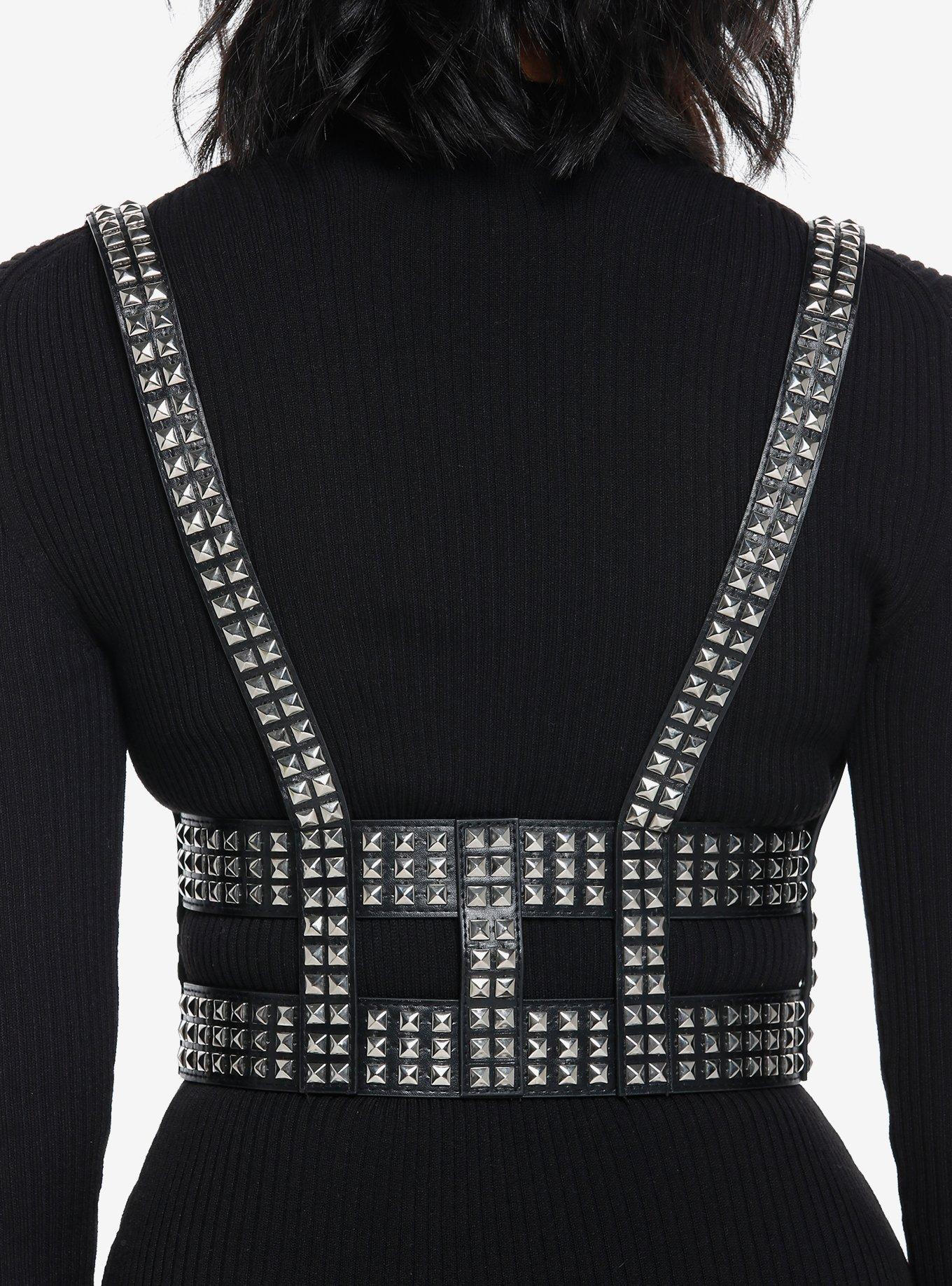 Black Pyramid Stud Harness, SILVER, alternate