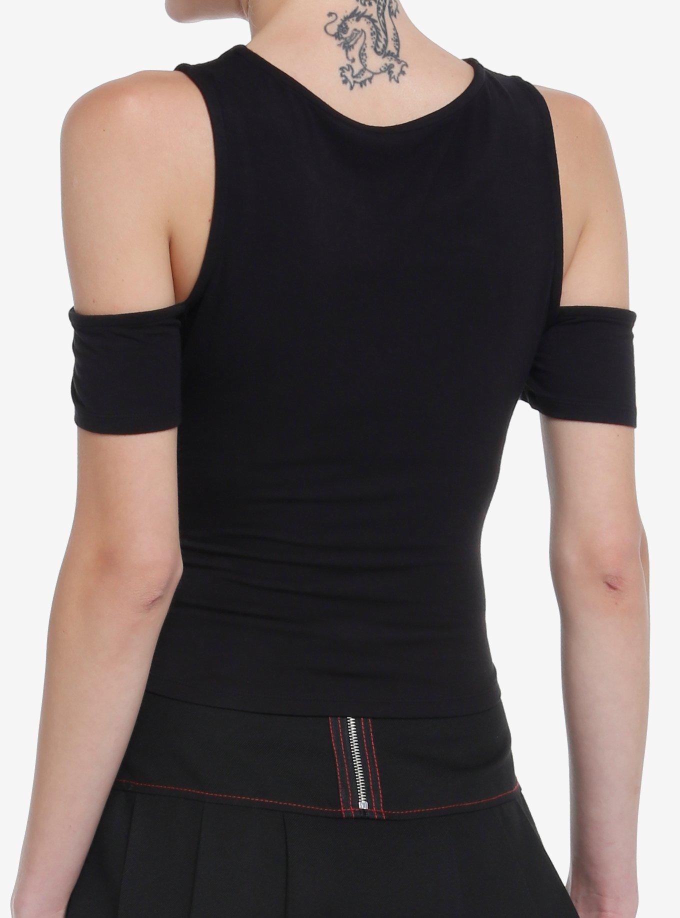 Social Collision Killing Me Cutout Girls Crop Top, BLACK, alternate