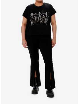 Social Collision Skeleton Foil Fire Dance Girls Crop T-Shirt Plus Size, , hi-res