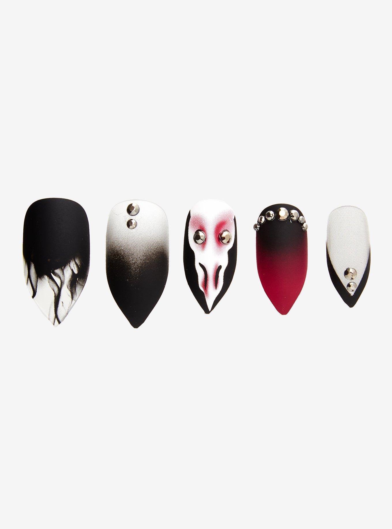 Blackheart Smoky Skull Faux Nail Set, , alternate