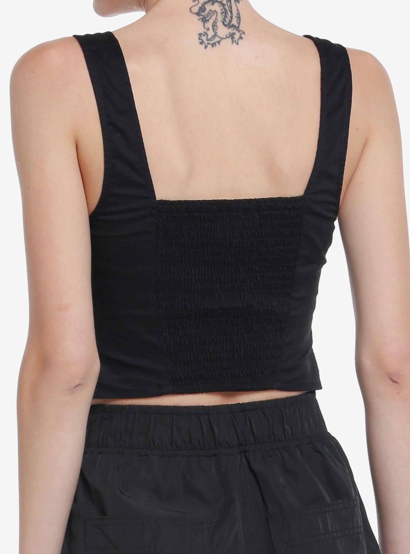 Social Collision Black Hook-And-Eye Corset Girls Tank Top, BLACK, alternate
