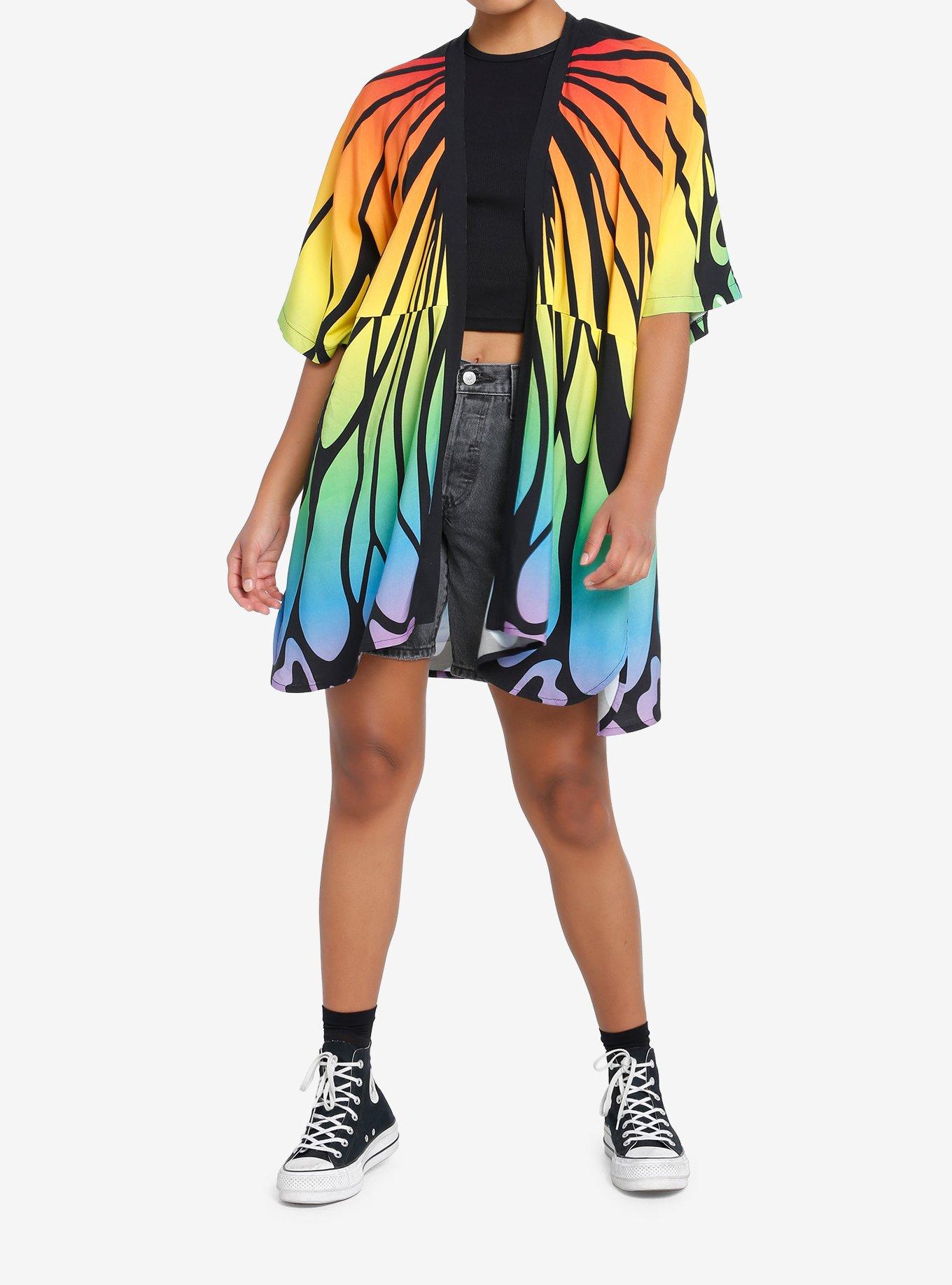 Thorn & Fable Rainbow Butterfly Girls Short Duster, MULTI, alternate