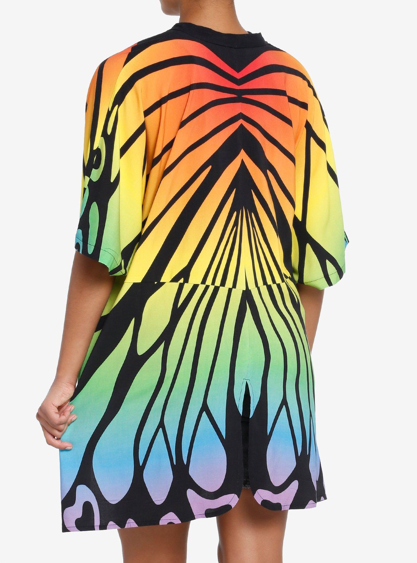 Thorn & Fable Rainbow Butterfly Girls Short Duster, MULTI, alternate