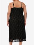 Thorn & Fable Black & Sage Lace Midi Slip Dress Plus Size, BLACK, alternate