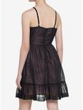 Sweet Society Mesh Overlay Lace-Up Dress, BLACK, alternate