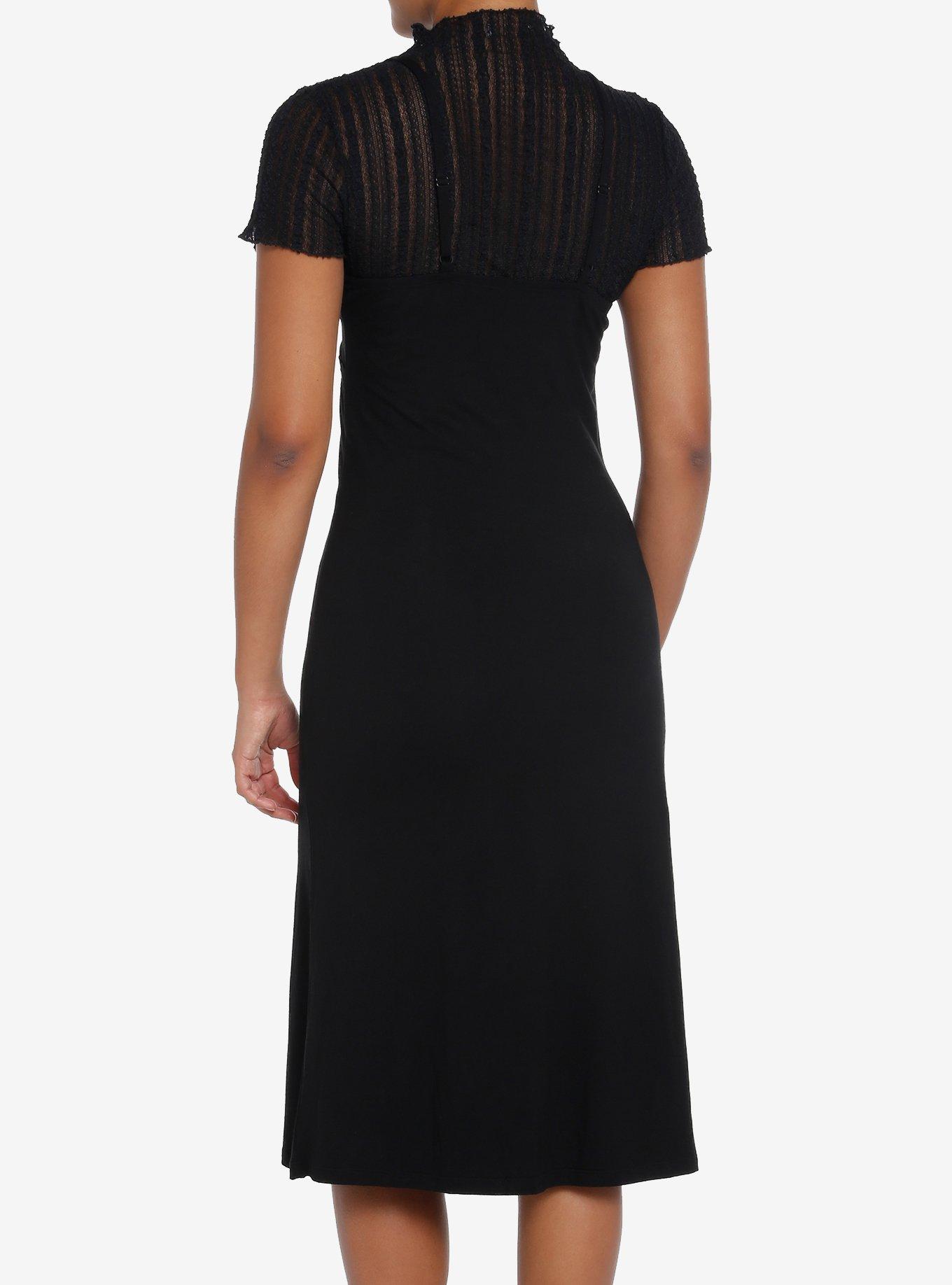 Cosmic Aura Black Lace Cami Twofer Dress, BLACK, alternate