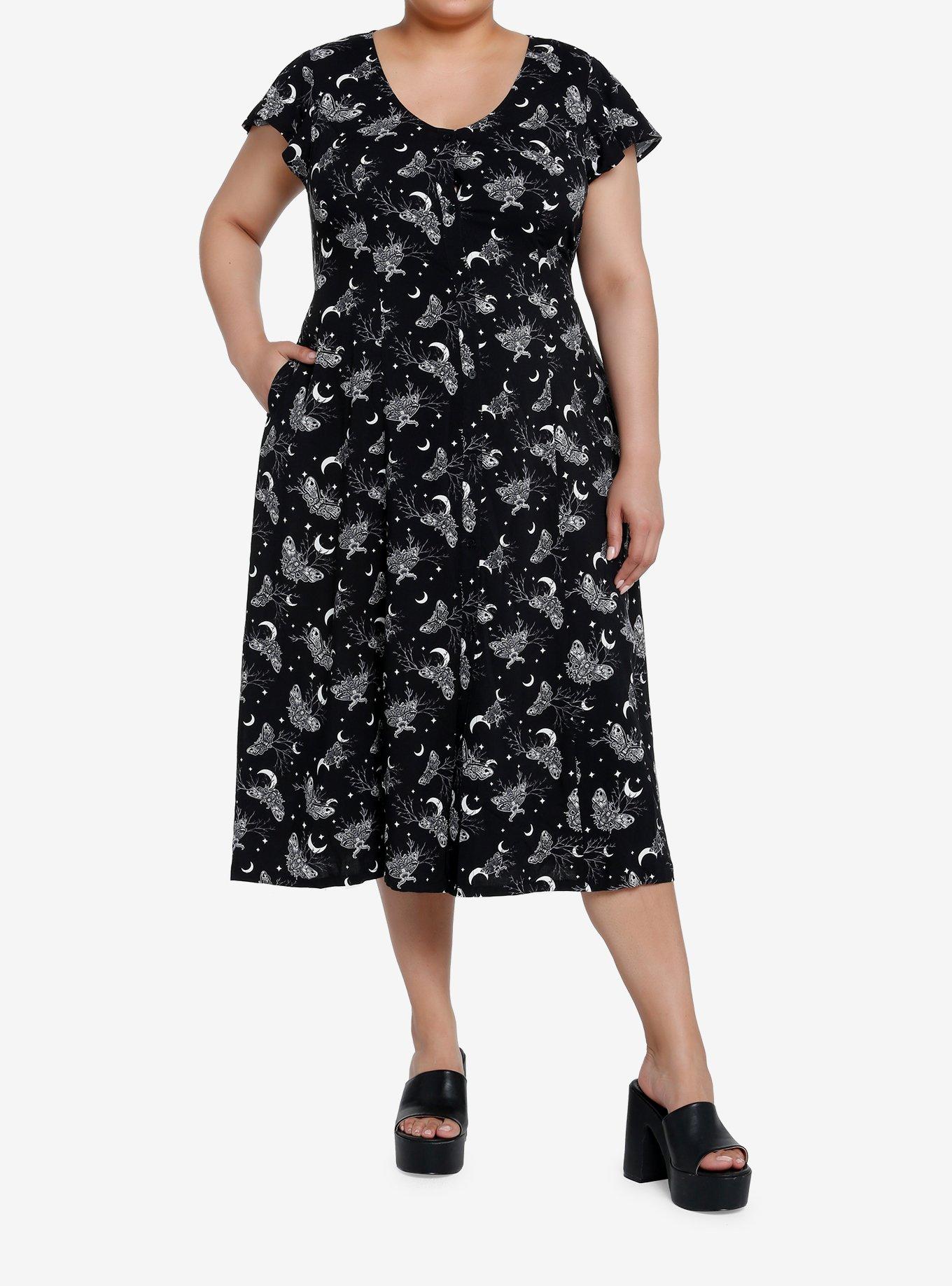 Cosmic Aura Witchy Moth Midi Dress Plus Size, , hi-res