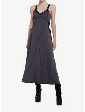 Social Collision Grey Grommet Strap Maxi Dress, , hi-res