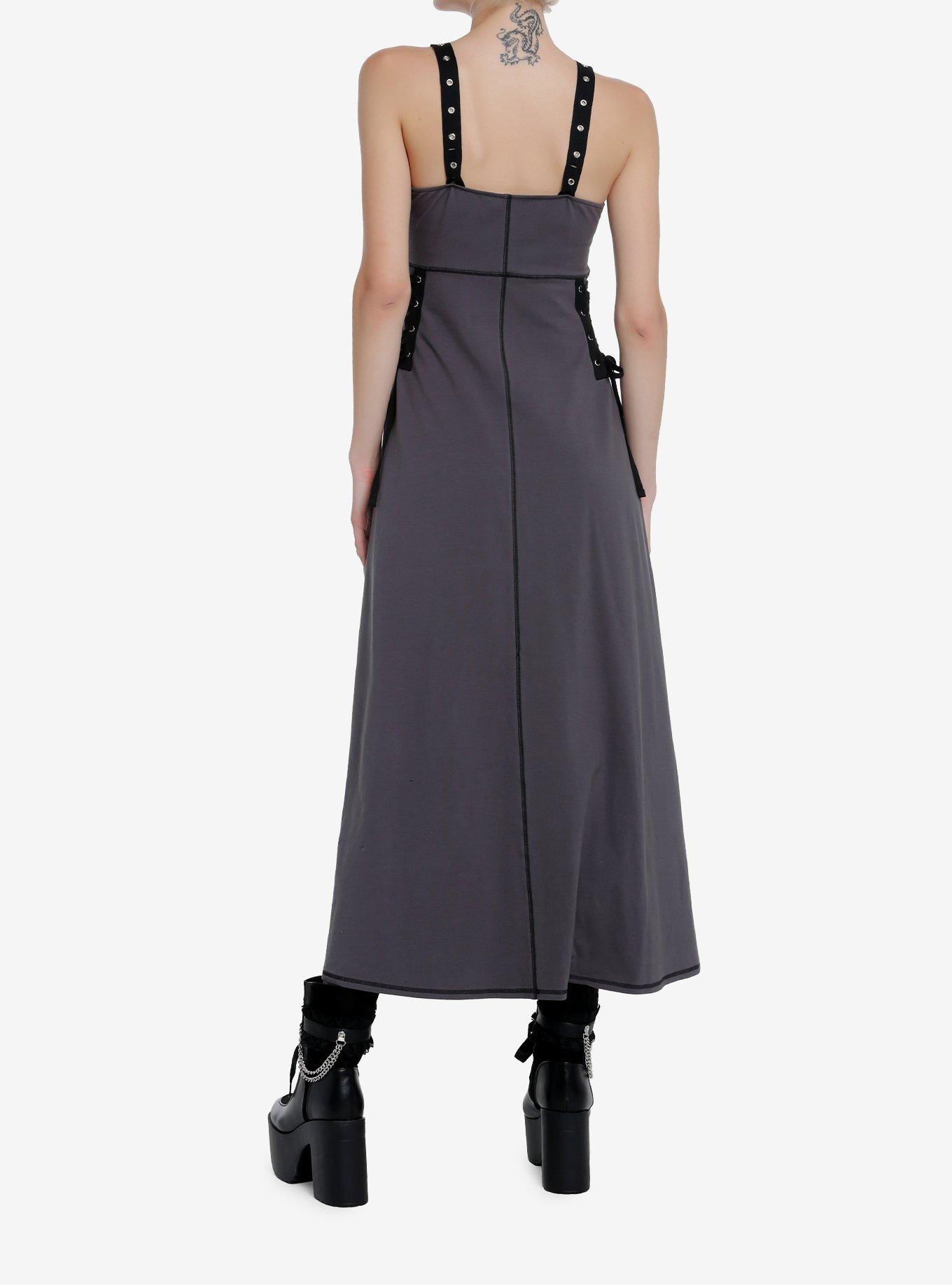 Social Collision Grey Grommet Strap Maxi Dress, GREY, alternate