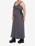 Social Collision Grey Grommet Strap Maxi Dress Plus Size, GREY, alternate