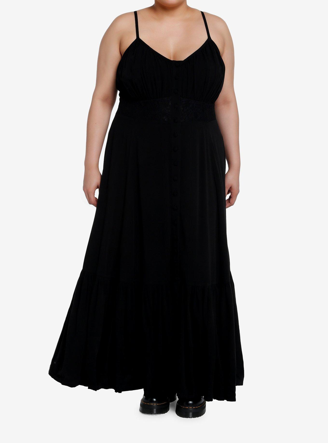 Cosmic Aura Black Lace Maxi Dress Plus Size, , hi-res