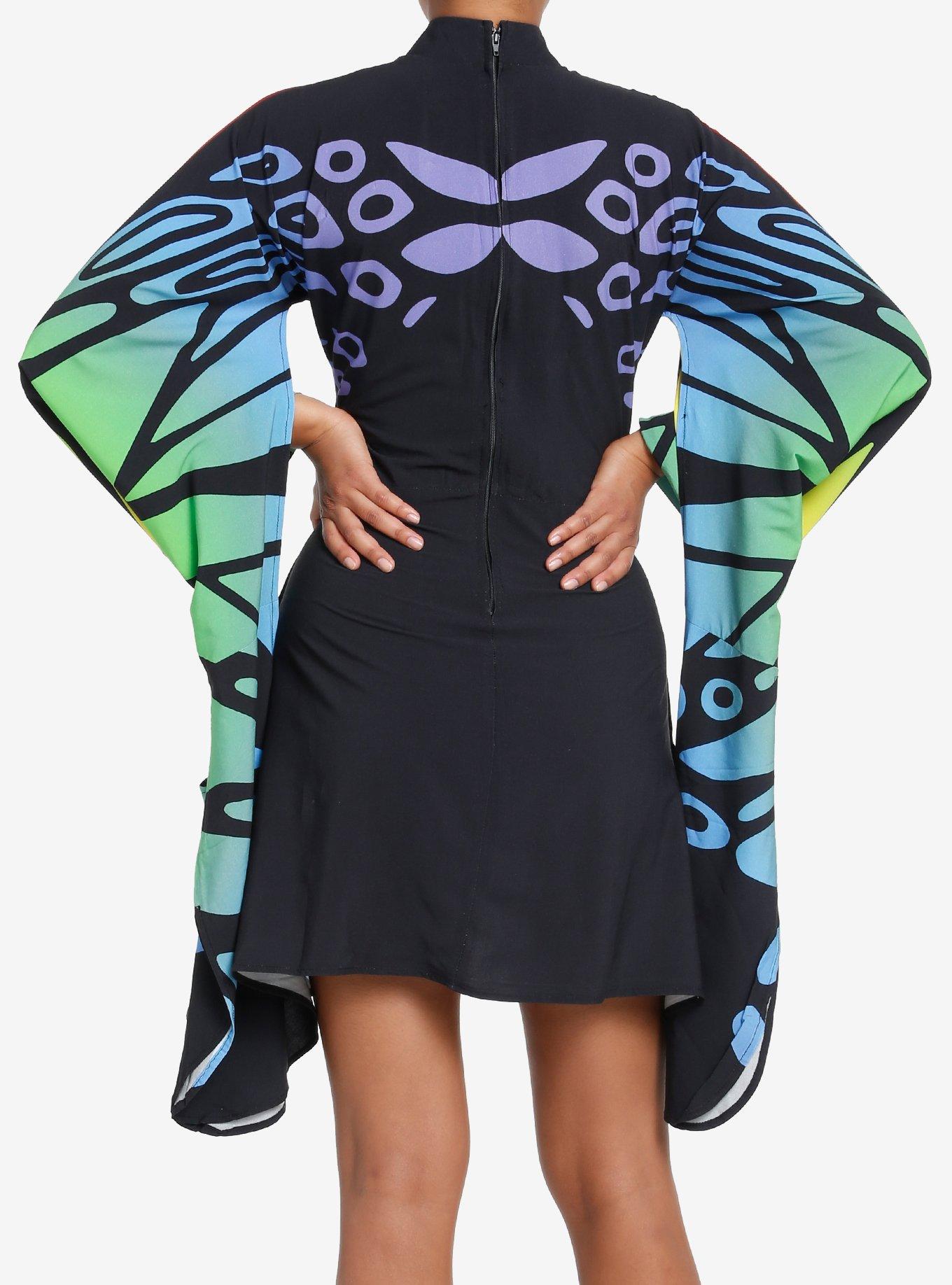 Thorn & Fable Rainbow Butterfly Mini Dress, MULTI, alternate