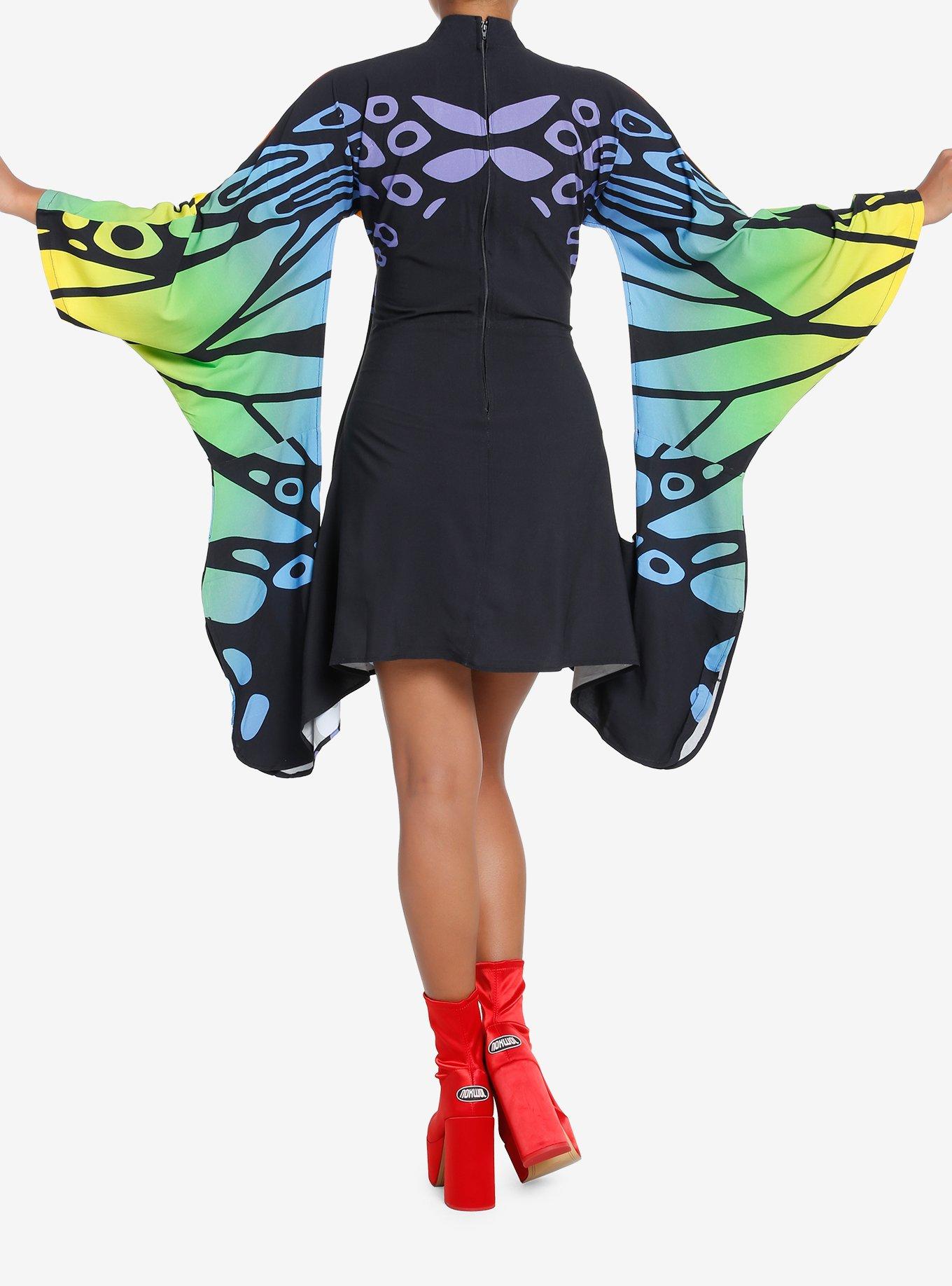 Thorn & Fable Rainbow Butterfly Mini Dress, MULTI, alternate