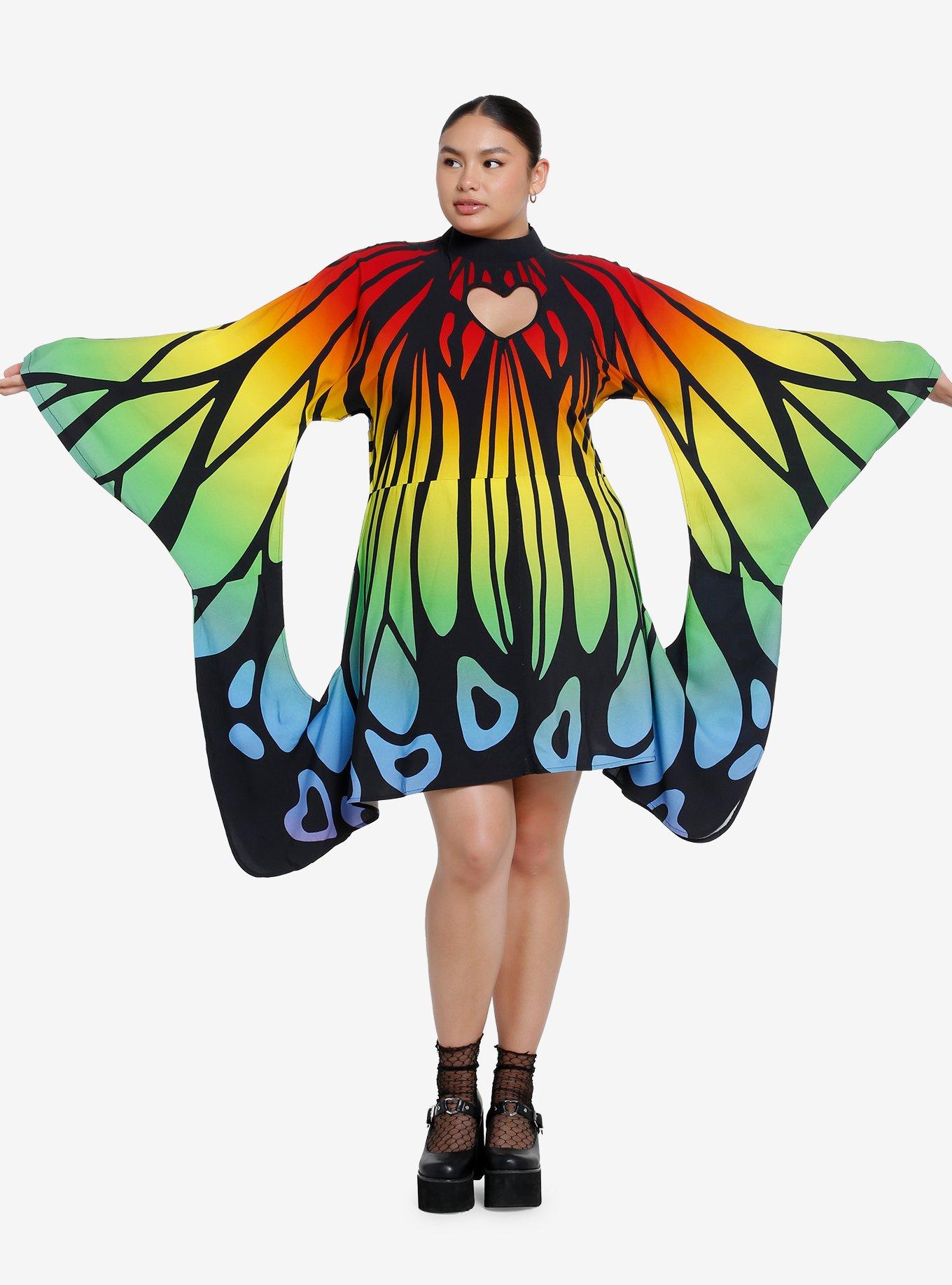 Hot Topic Thorn & Fable Rainbow Butterfly Mini Dress Plus